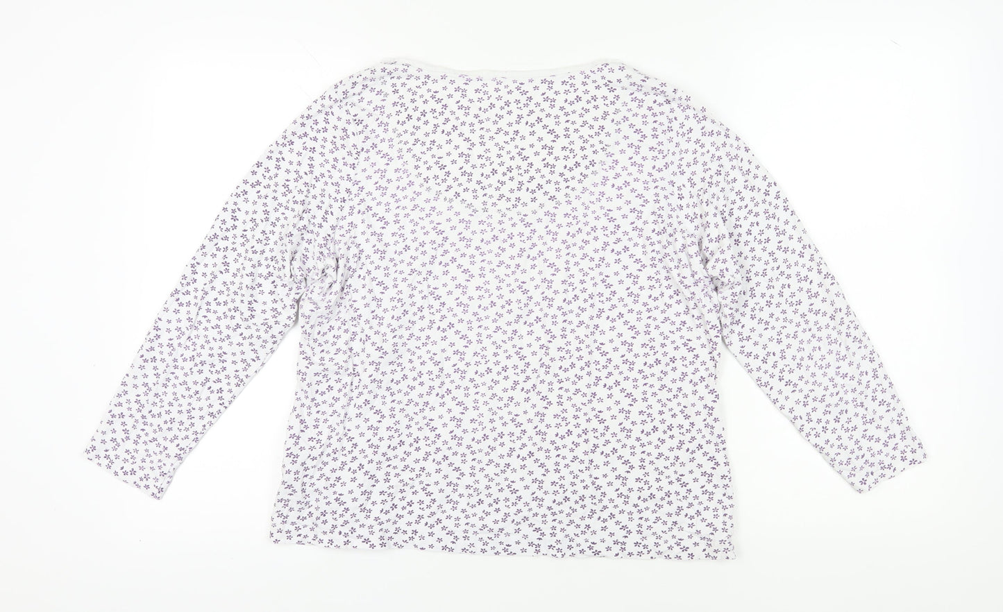 Marks and Spencer Women's White Floral T-Shirt UK 16
