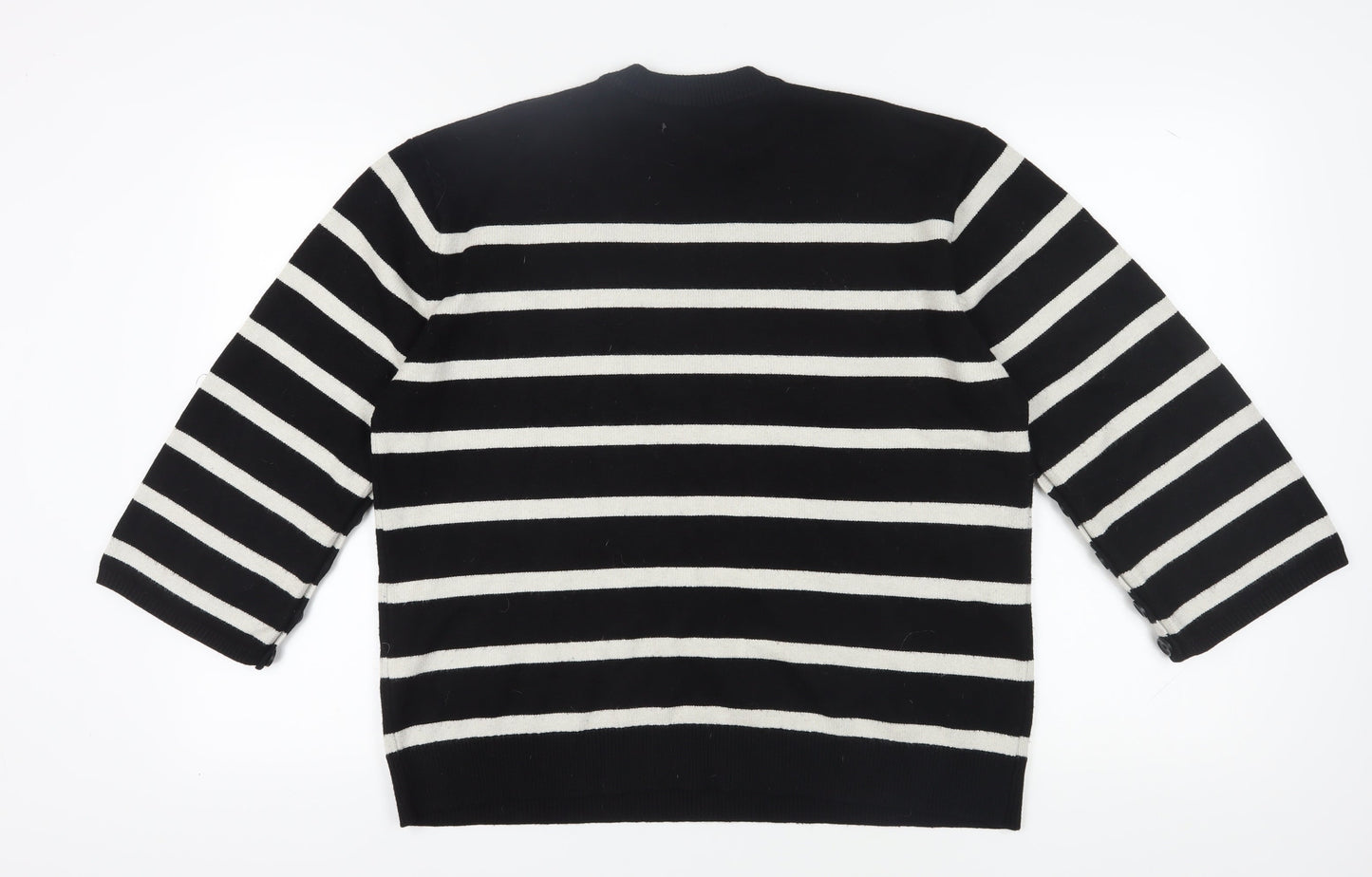 Zara Women's Black Striped Pullover Jumper Size 12