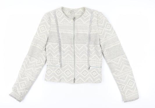 Zara Women’s Grey Geometric Woven Blazer XS