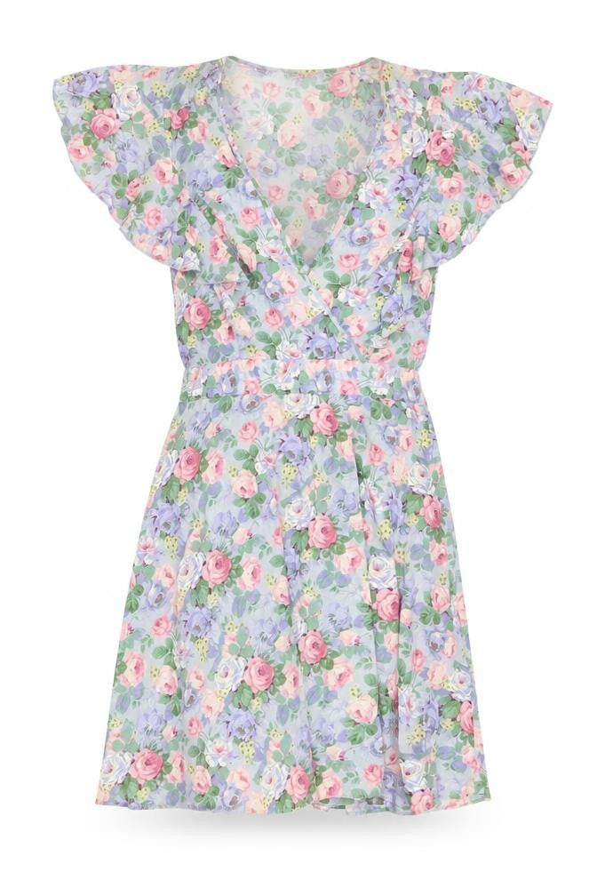 Warehouse Women's Floral Short Wrap Dress Size 12