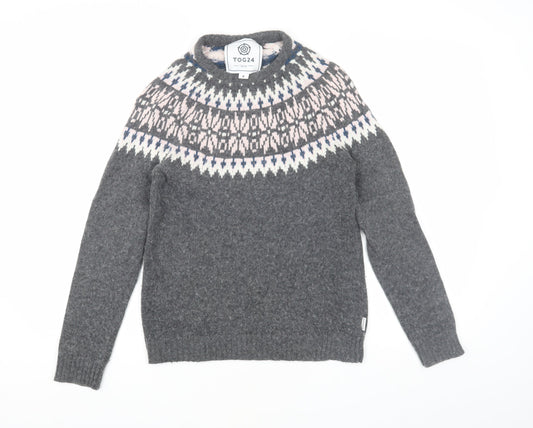 TOG24 Women's Grey Fair Isle Pullover Size 8