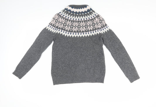 TOG24 Women's Grey Fair Isle Pullover Size 8