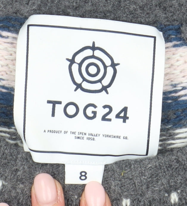 TOG24 Women's Grey Fair Isle Pullover Size 8
