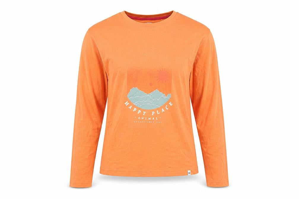 Womens UK Size 8 Animal Orange 100% Cotton T-Shirt