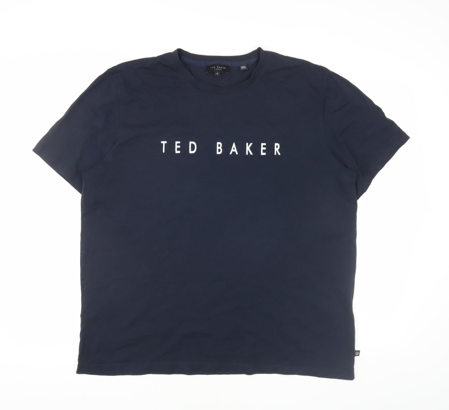 Ted Baker Men's Blue Logo T-Shirt, Size L, Crew Neck