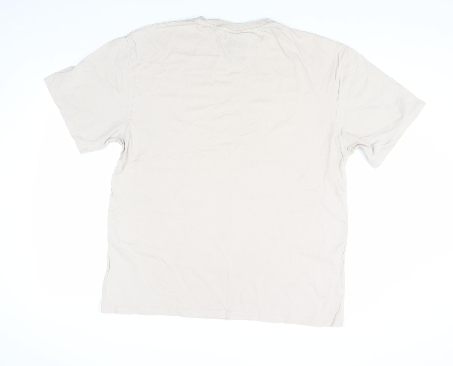 Collusion Men's Beige Large Crew Neck T-Shirt