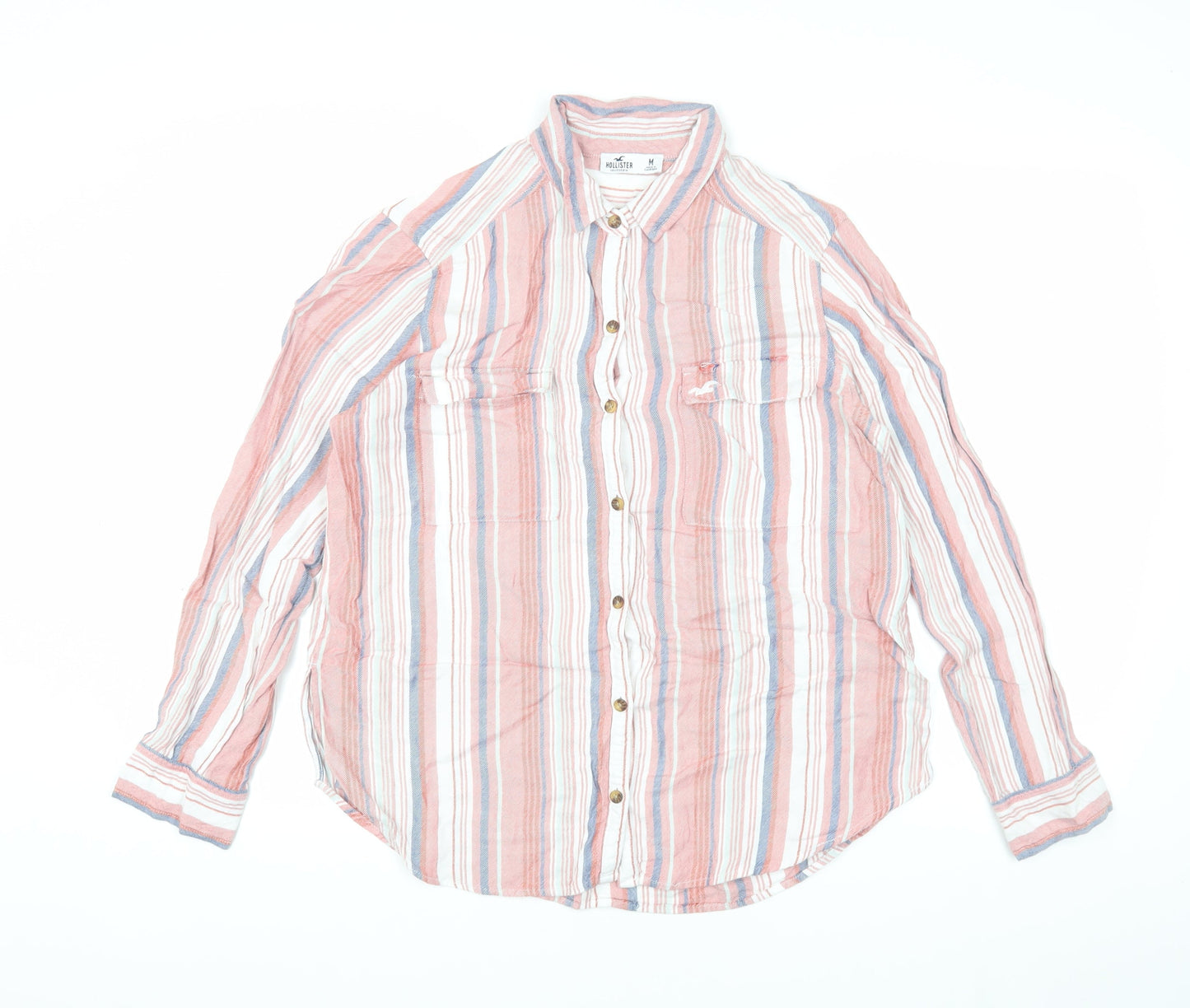 Hollister Women's Multicoloured Striped Button-Up Shirt M