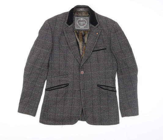 Voeut Grey Tweed Blazer, Unisex, Size 36, Classic Check