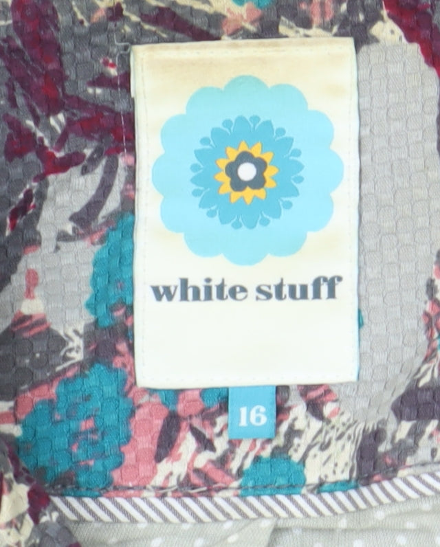 White Stuff Women's Multicoloured Floral Coat Size 16