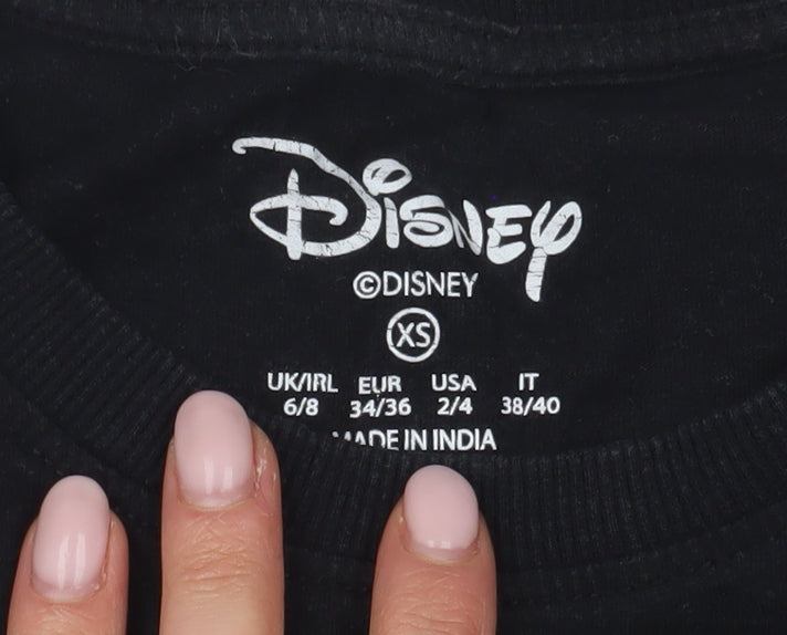 Disney Women's Black Mickey Mouse T-Shirt XS Casual
