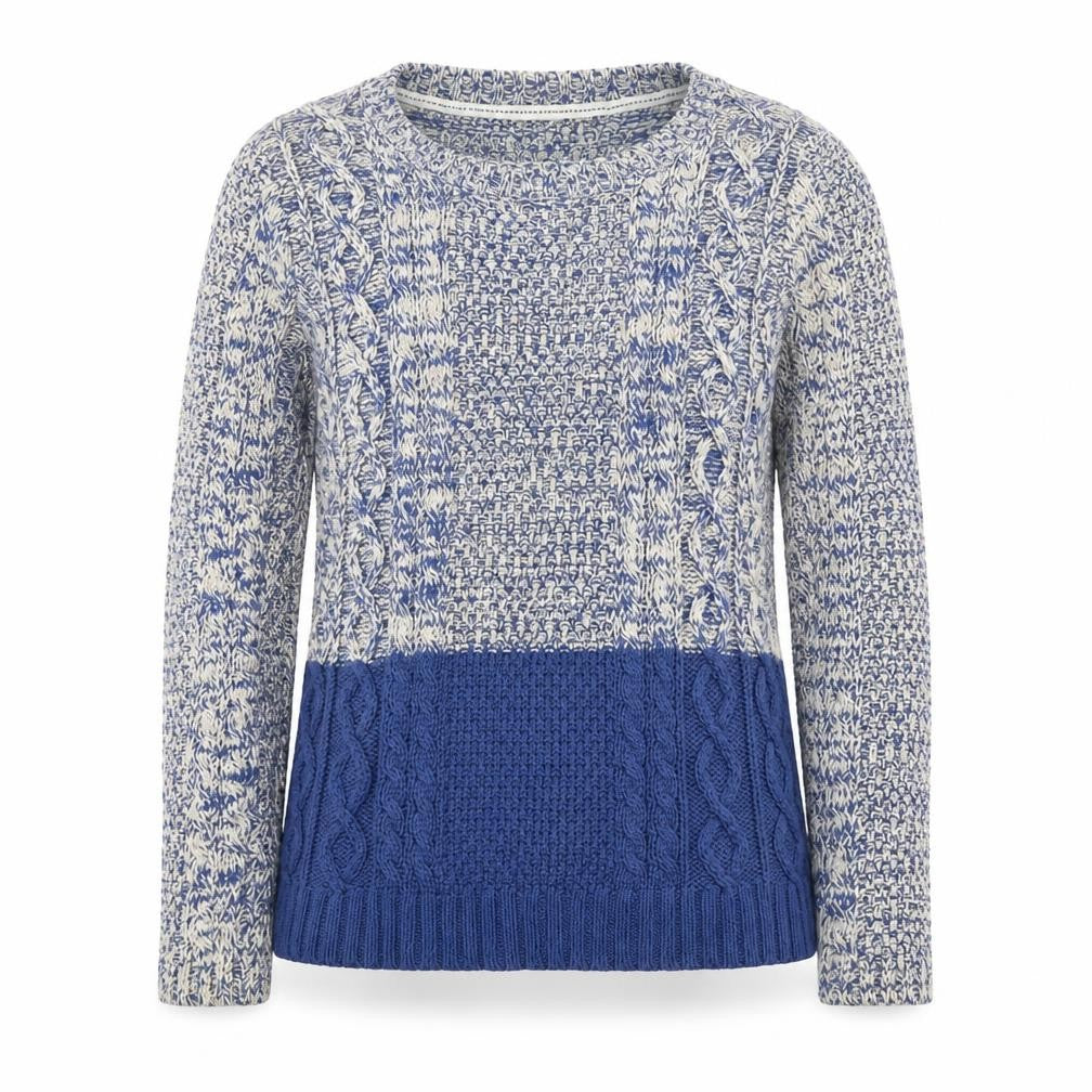 Womens UK 10 Regular FatFace Blue Pullover Cable-Knit
