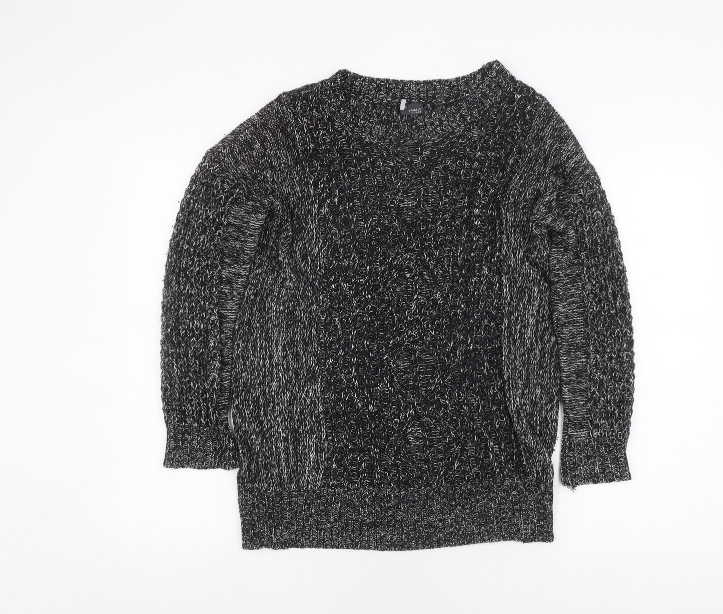 Sparkle & Fade Unisex Black S Chunky Knit Pullover