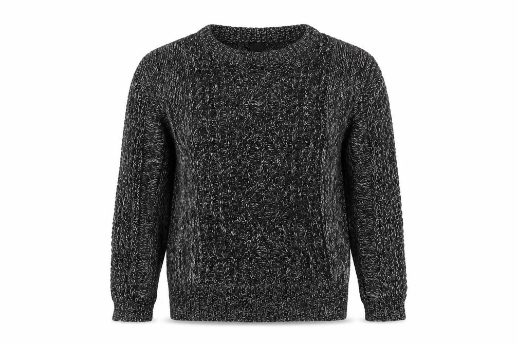 Sparkle Mens & Fade Black S Chunky Knit Pullover