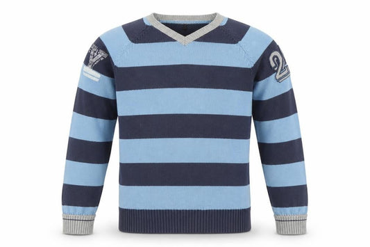 Jack & Jones Men's Blue Striped Pullover Knit Jumper