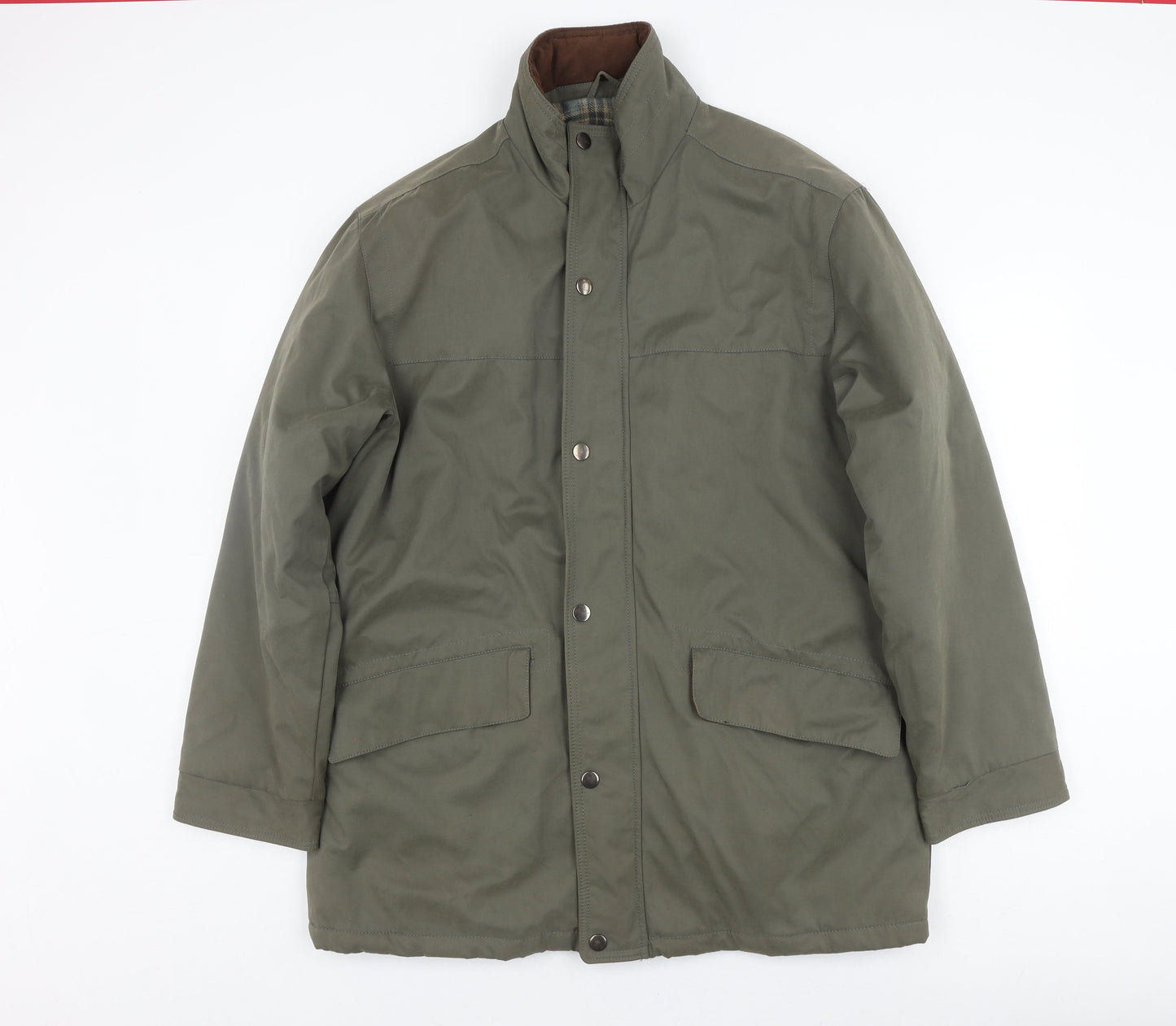 EWM Men's Green Coat, Size M, Stand-Up Collar