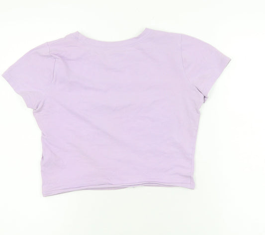 Hollister Women's Purple Cropped T-Shirt M