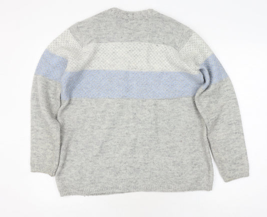 Fransa Men's Grey Knit Pullover Jumper M