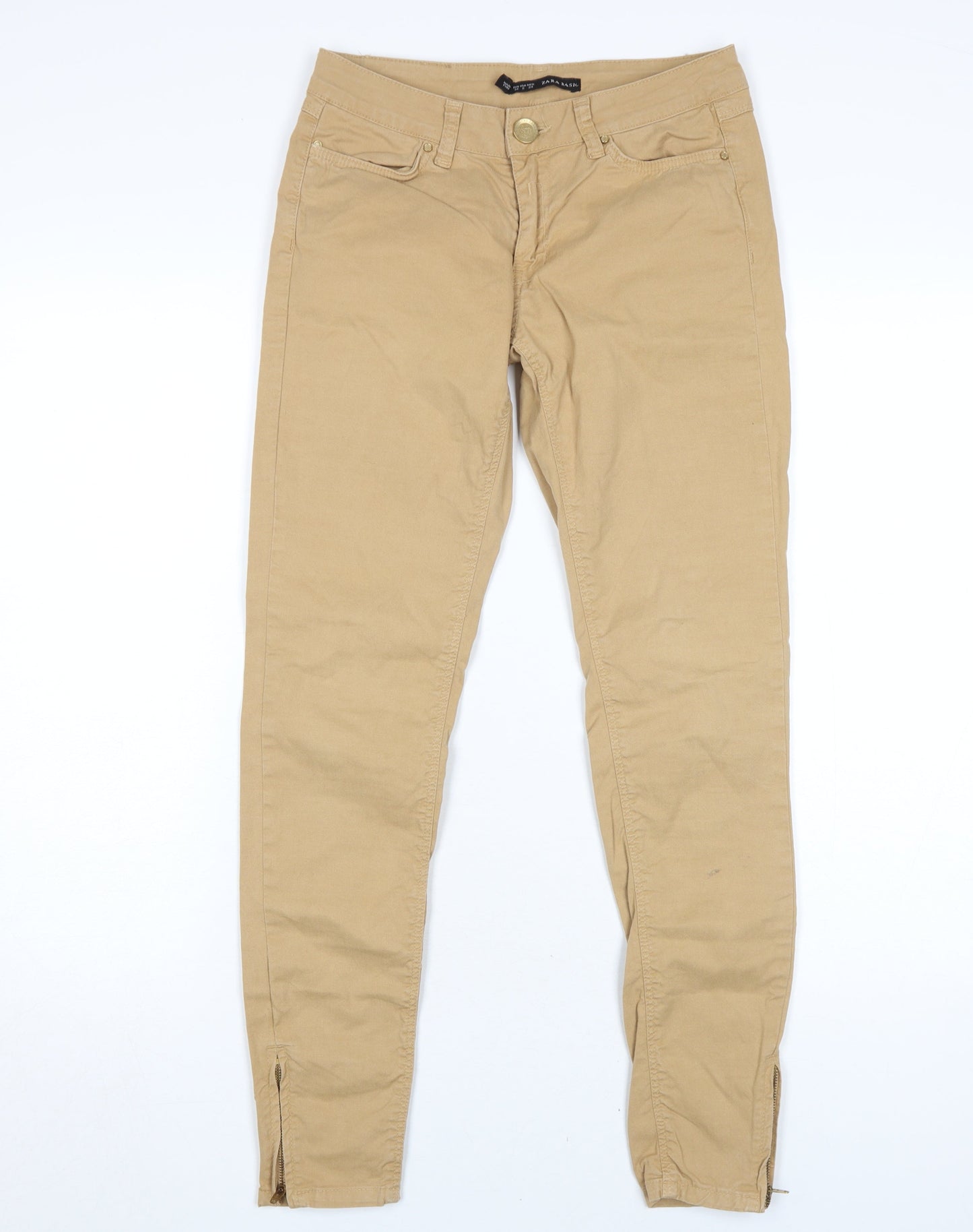 Zara Women's Beige Skinny Jeans, Size 2, Slim Fit