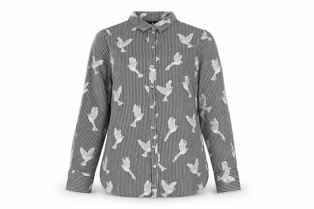 Wallis Women's Black Striped Button-Up Shirt, Size 10