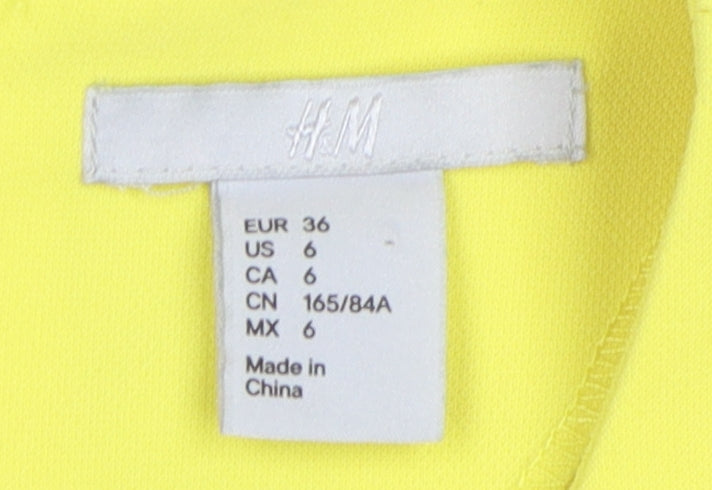 H&M Women's Yellow Sleeveless A-Line Dress Size 8