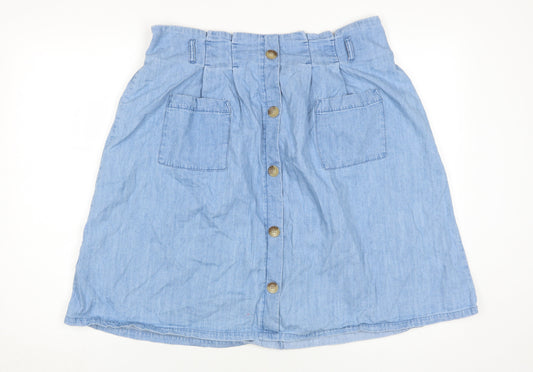 C&A Women's Blue Denim Skirt Size 14 with Buttons