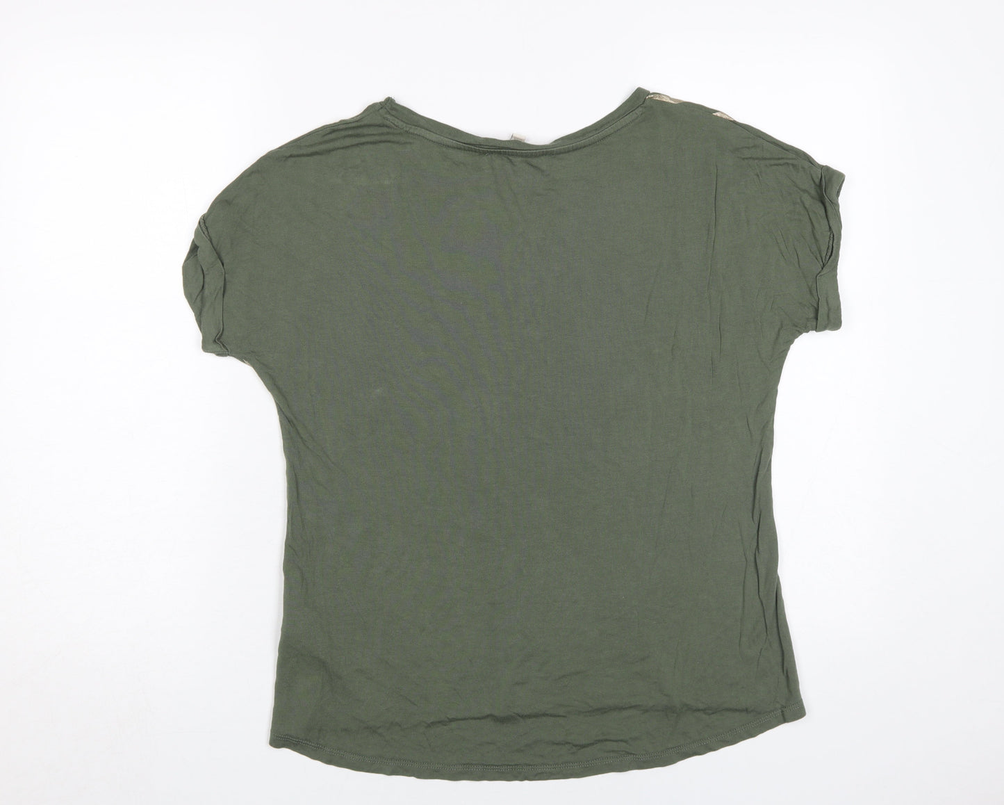 Oasis Women's Green Animal Print T-Shirt Medium