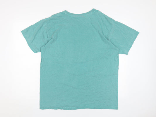 Comfort Colors Men's Blue Graphic Print T-Shirt Large