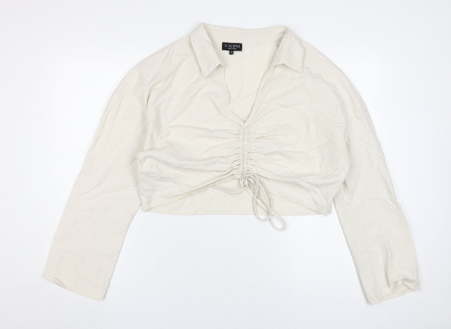 In The Style Women's Beige Cropped Blouse Size 18