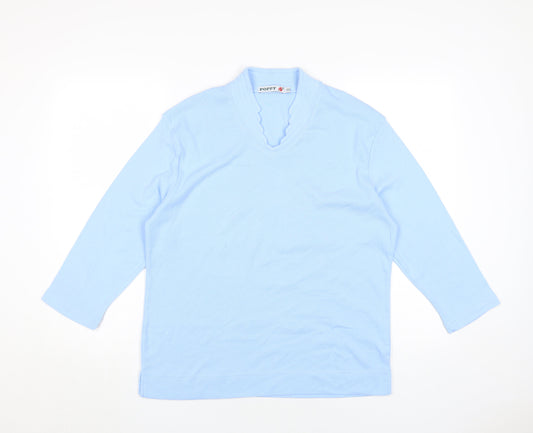 Poppy Women's Blue 3/4 Sleeve Basic T-Shirt Size 24
