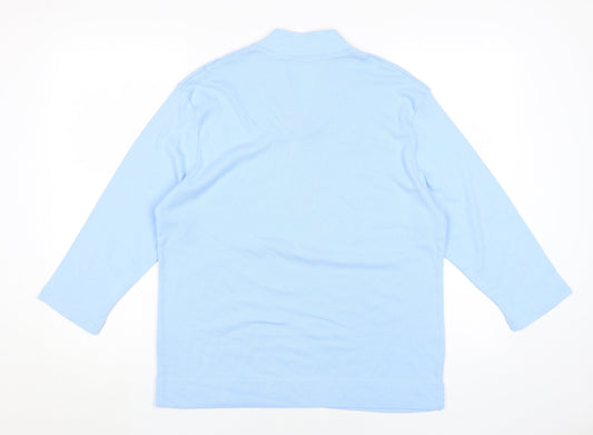 Poppy Women's Blue 3/4 Sleeve Basic T-Shirt Size 24
