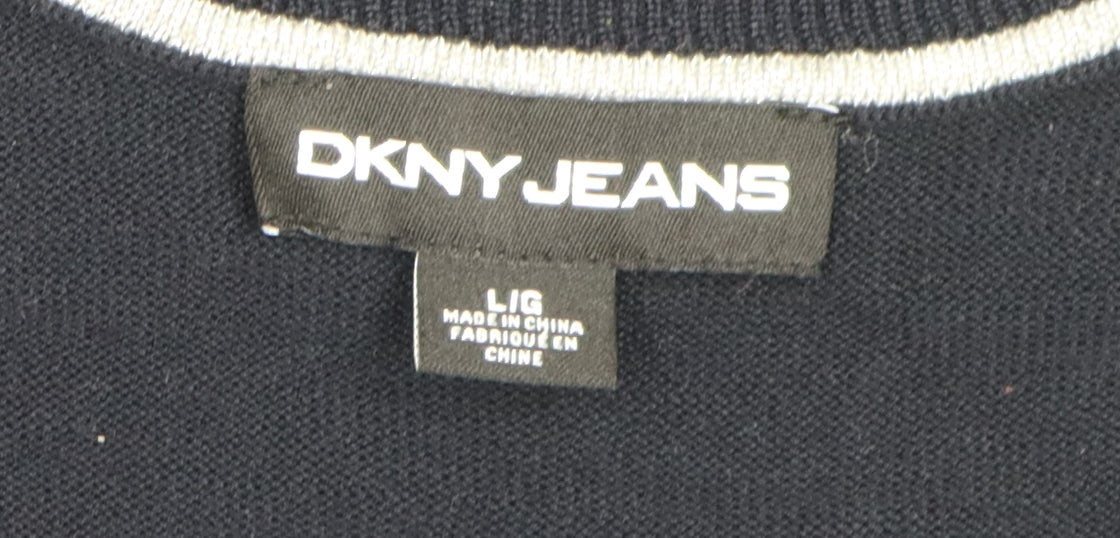 DKNY JEANS Women's Black Star Pullover Jumper V-Neck L