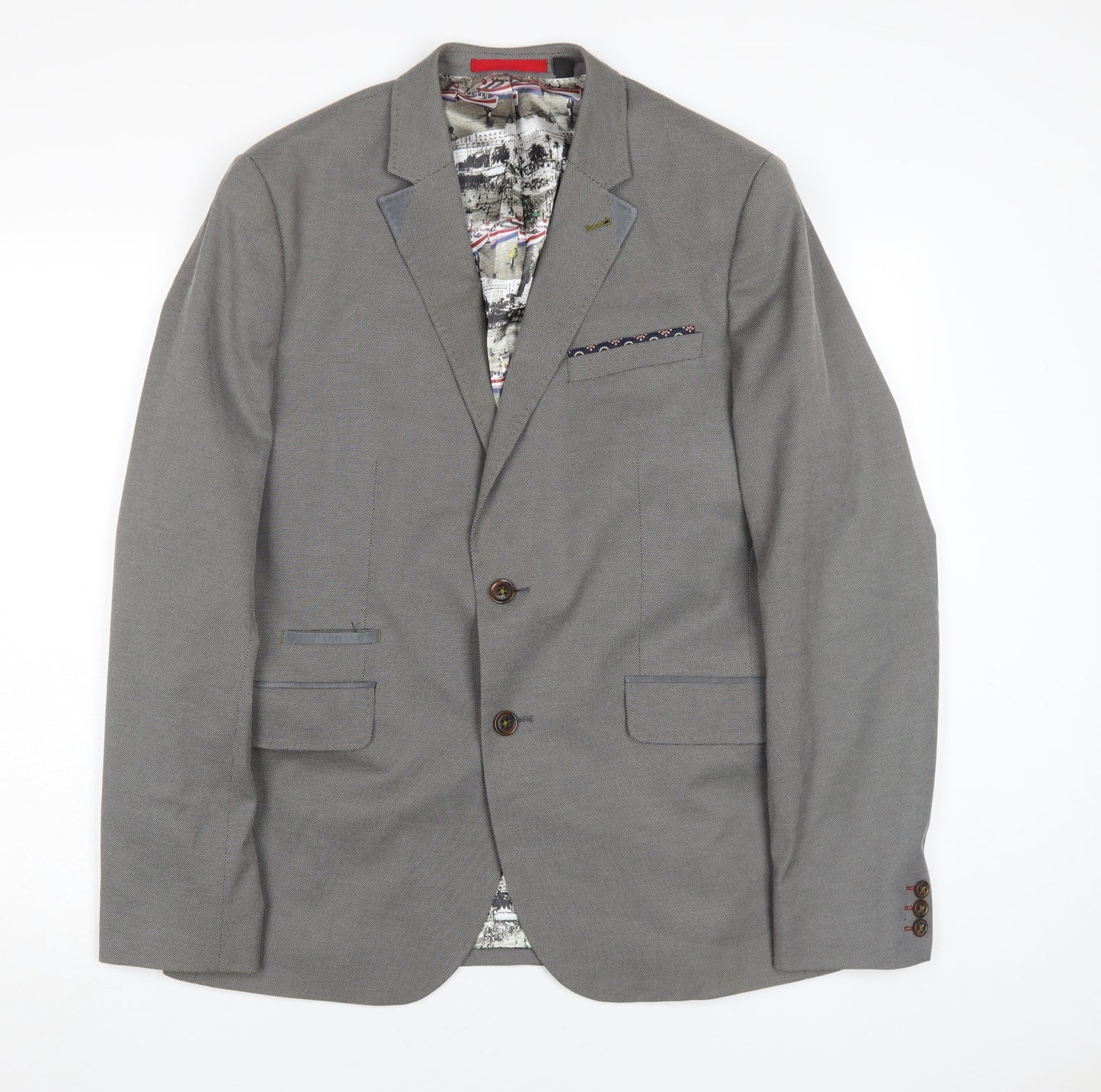 Ted Baker Men's Grey Blazer, Size 5, Double-Vented