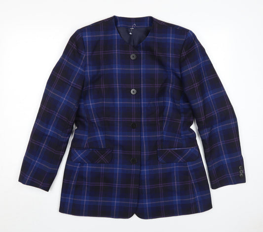 Edinburgh Collection Women's Blue Wool Plaid Jacket Size 12