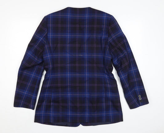 Edinburgh Collection Women's Blue Wool Plaid Jacket Size 12