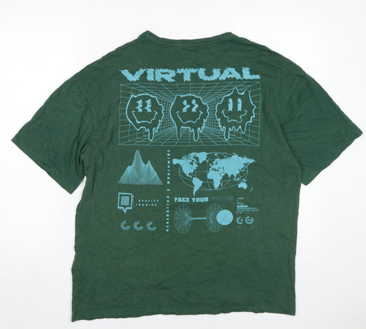 Jack & Jones Men's Green Graphic Print Tee, L