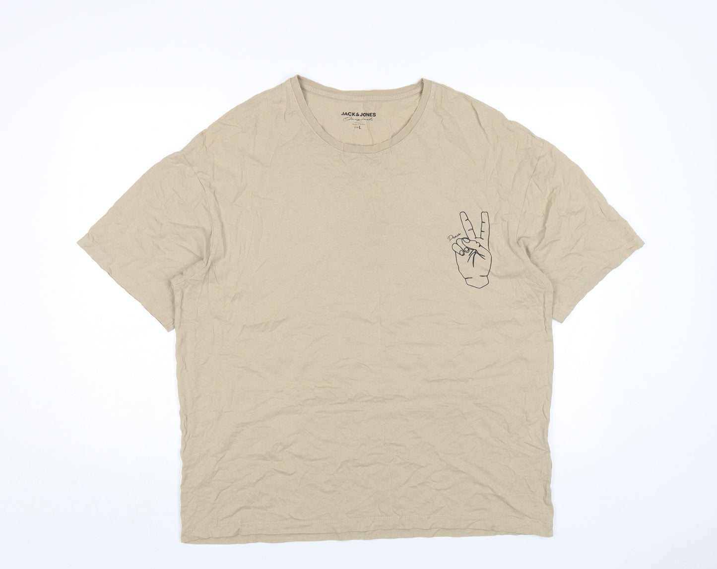 Jack & Jones Men's Beige L Graphic Tee