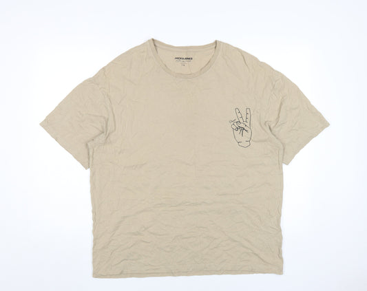 Jack & Jones Men's Beige L Graphic Tee