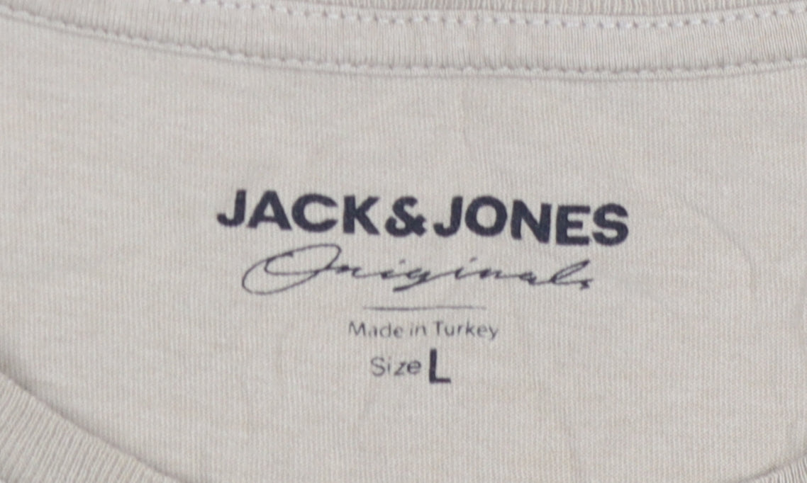 Jack & Jones Men's Beige L Graphic Tee