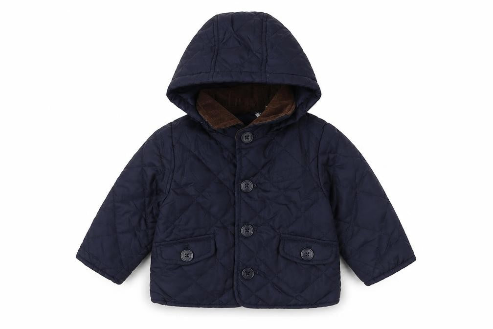 Zara Blue Quilted Jacket 6-9 Months Hooded