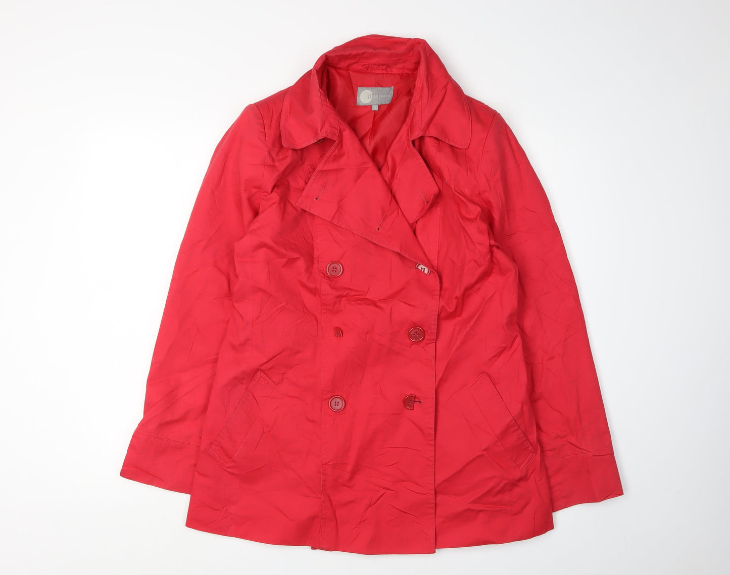 Mia Moda Women's Red Cotton Pea Coat Size 12