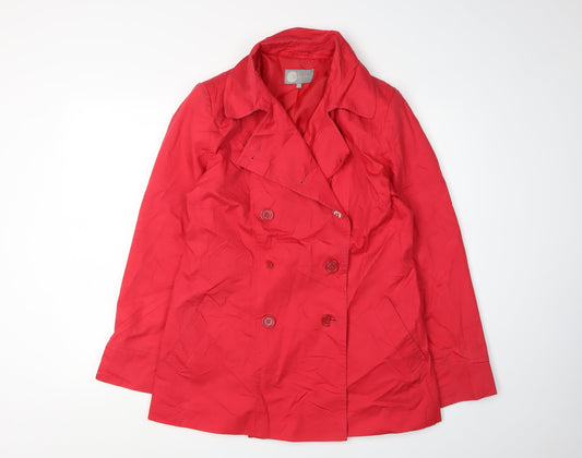 Mia Moda Women's Red Cotton Pea Coat Size 12
