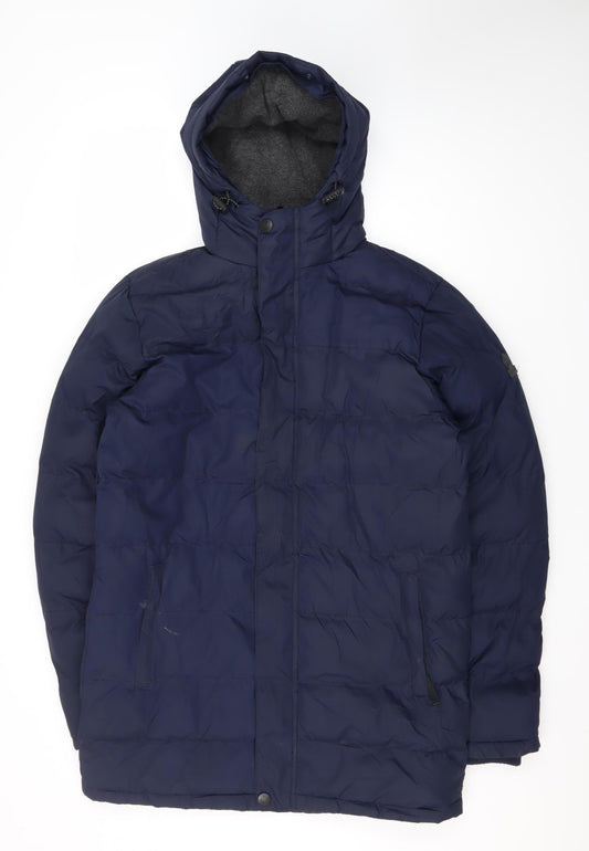 TOG24 Men's Blue Puffer Jacket S Hooded Winter
