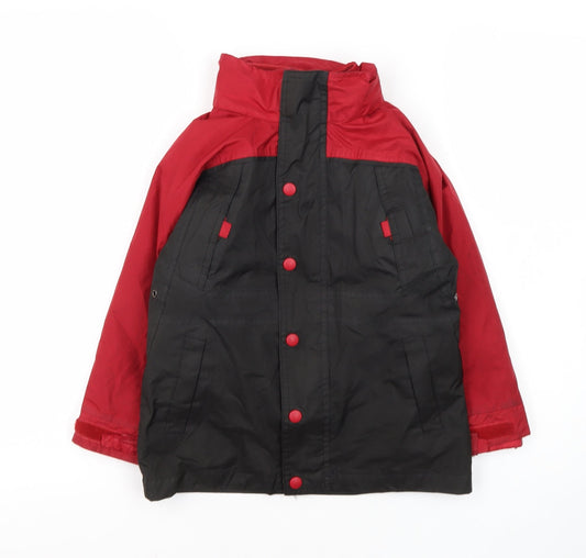 Matalan Boys Black Red Hooded Parka Jacket 3-4 Years