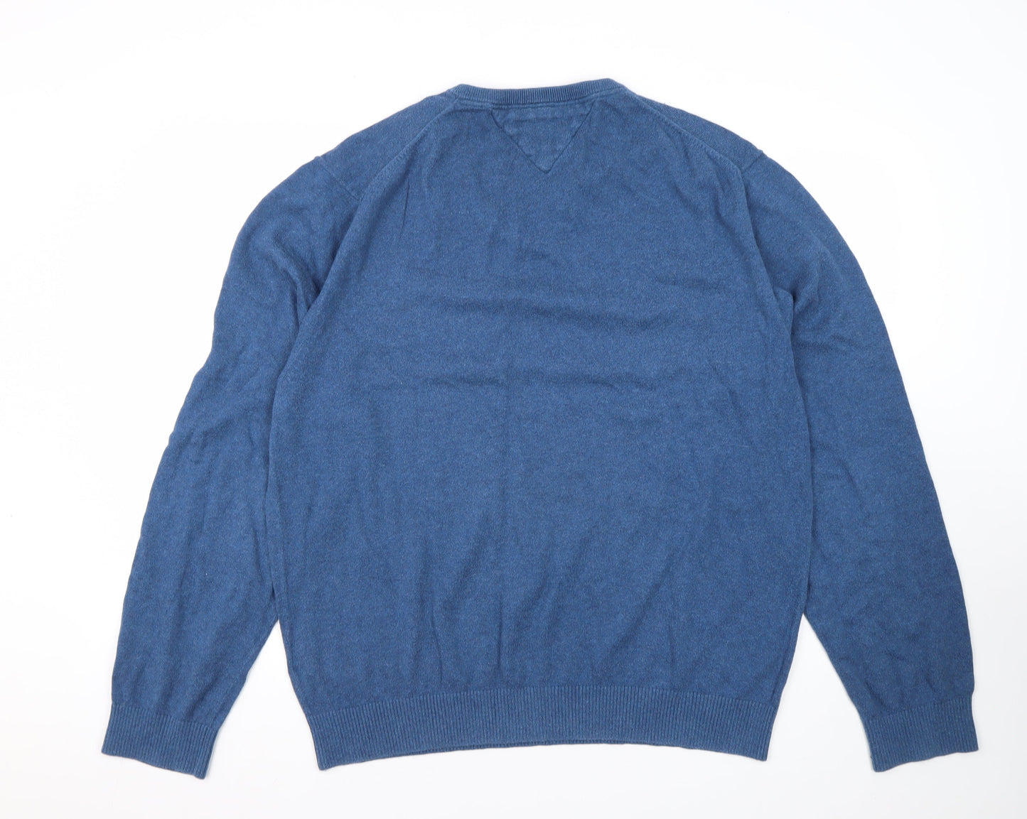 Tommy Hilfiger Men's Blue 2XL Cotton Cashmere V-Neck Jumper