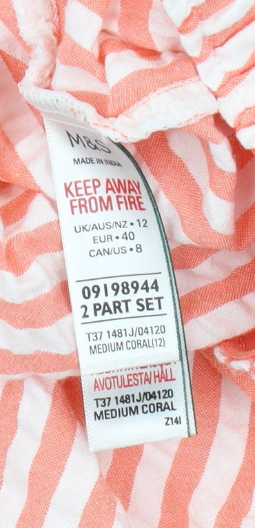Marks and Spencer Women's Pink Striped Sleep Shorts Size 12