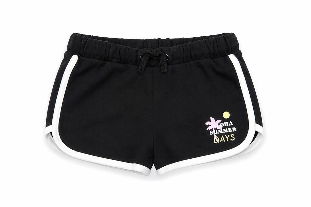 Marks and Spencer Girls Black Shorts 6-7 Years Aloha Theme