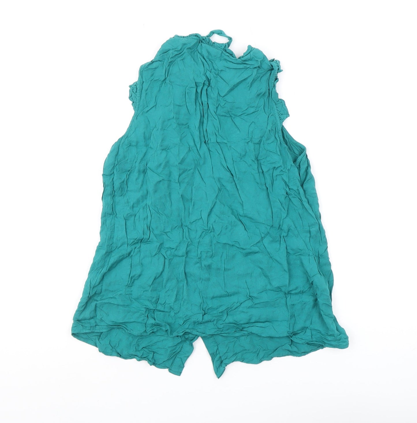 Oasis Green Sleeveless Ruffle Blouse Size 10