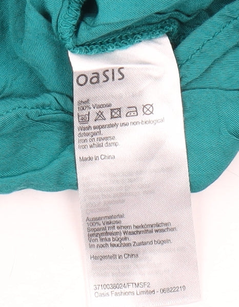 Oasis Green Sleeveless Ruffle Blouse Size 10