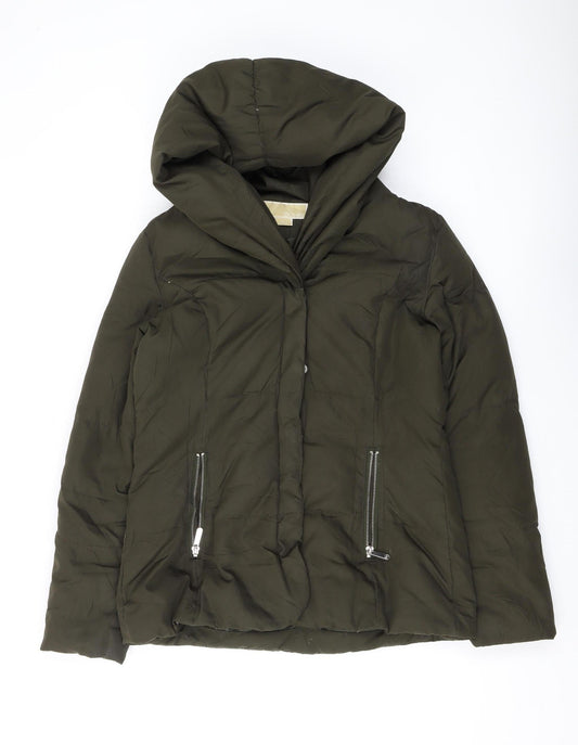 Michael Kors Women's Green Hooded Puffer Jacket, Size S