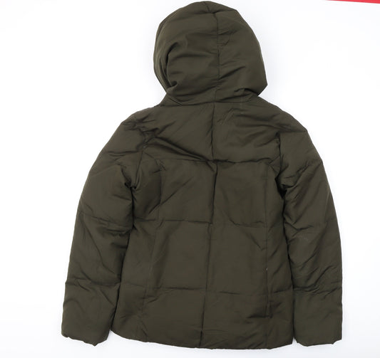 Michael Kors Women's Green Hooded Puffer Jacket, Size S